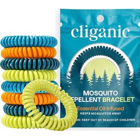 Cliganic 10 Pack Mosquito Repellent Bracelets for Adults & Kids - Natural DEET-Free Bands, Individually Wrapped in Saudi Arabia