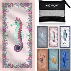 2 Packs Luxury Oversized Microfiber Beach Towel 32x63 Inch Shark, Double Sided Quick Dry Sandrpoof Compact, Adult Extra Large Chair Towel Over Bulk Set Sand Free Thin Sand Repellent Anti Repels
