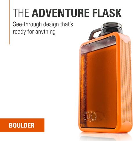 GSI Outdoors Boulder Flask, Shatter-Resistant, Leakproof Hip Flask with Clear Body & Silicone Grip, BPA-Free Bottle for Hiking, Camping & Travel in Kuwait