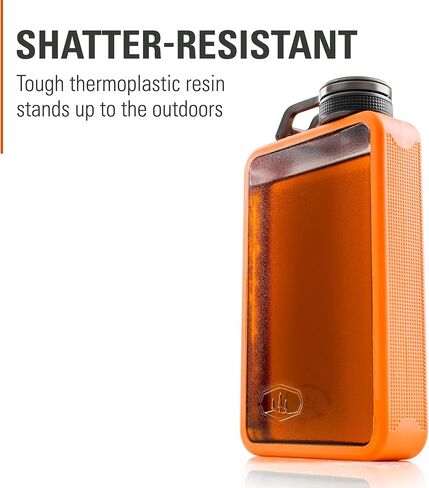 GSI Outdoors Boulder Flask, Shatter-Resistant, Leakproof Hip Flask with Clear Body & Silicone Grip, BPA-Free Bottle for Hiking, Camping & Travel in Kuwait