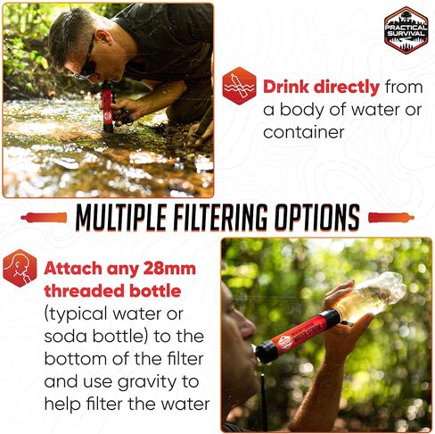 5 High Capacity Emergency Survival Water Straws - Personal Water Filter for Camping, Hiking, Travel, Biking, Survival, Emergency preparedness, Lightweight, Reusable and with no Expiration Date. (5) in Kuwait