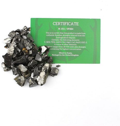 Shungite Elite Stones for Water Purification | Silvery Shine Raw Elite Noble Shungite Detoxification Stones for Water Filtering | Natural and Authentic Shungite Nuggets from Karelia (25g) in Saudi Arabia