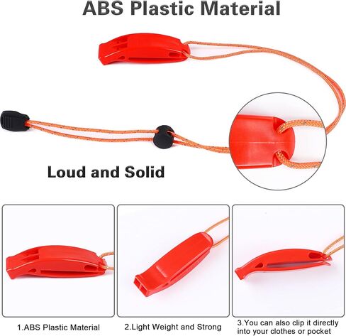 JULBEAR 6PCS Safety Survival Whistles with Adjustable Reflective Lanyard Emergency Plastic Whistle Marine Whistle in Kuwait