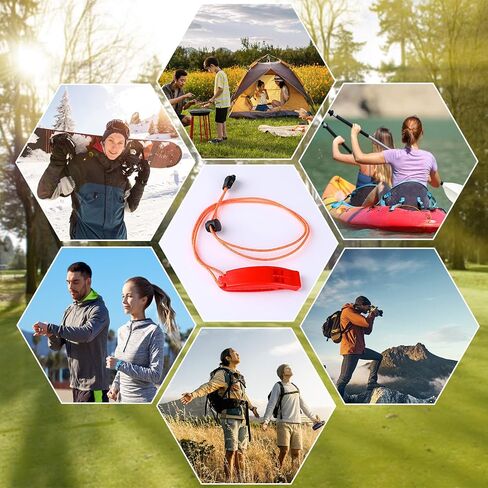 JULBEAR 6PCS Safety Survival Whistles with Adjustable Reflective Lanyard Emergency Plastic Whistle Marine Whistle in Kuwait
