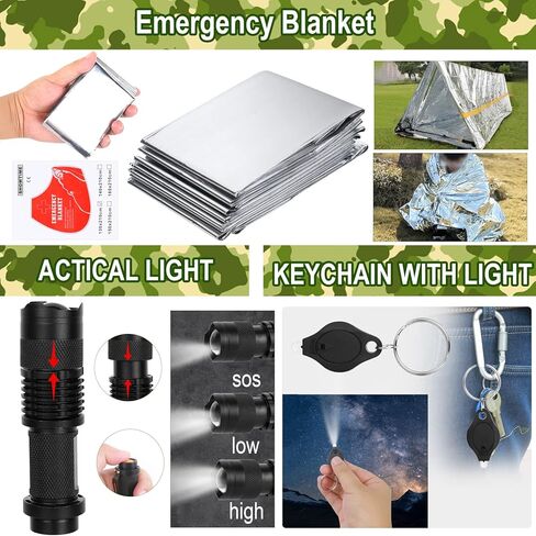 مجموعة النجاة 15 في 1 مجموعة الطوارئ الاحترافية معدات النجاة والمعدات التكتيكية للرجال الصديق والأب والزوج والتخييم والمشي لمسافات طويلة والصيد والمغامرة في الهواء الطلق in Kuwait