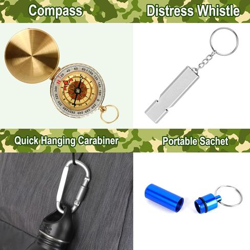 مجموعة النجاة 15 في 1 مجموعة الطوارئ الاحترافية معدات النجاة والمعدات التكتيكية للرجال الصديق والأب والزوج والتخييم والمشي لمسافات طويلة والصيد والمغامرة في الهواء الطلق in Kuwait