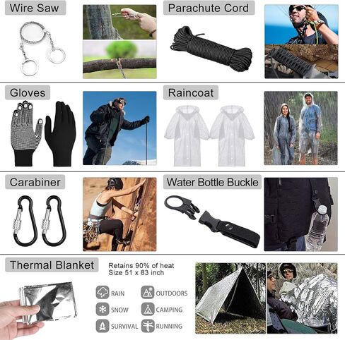 NAPASA Survival Kit 232 قطعة معدات البقاء على قيد الحياة المهنية في حالات الطوارئ التكتيكية الإسعافات الأولية حقيبة الصدمات في الهواء الطلق للرجال النساء مغامرة التخييم المشي لمسافات طويلة الصيد in Kuwait