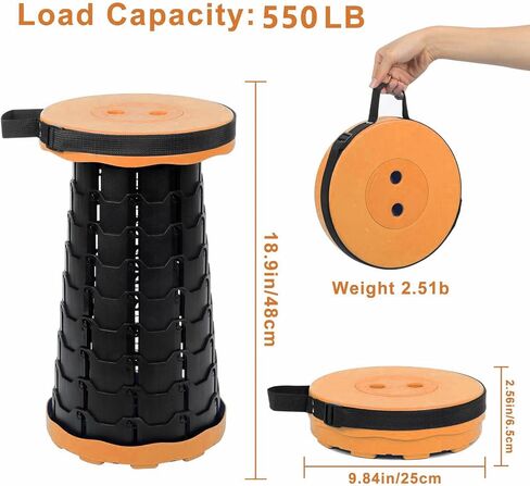 VOLIXOD Foldable Telescoping Stool Portable, Retractable Stool for Adults, Upgraded Collapsible Folding Seats with Load Capacity 550lbs, Camping Stools for Adults in Kuwait