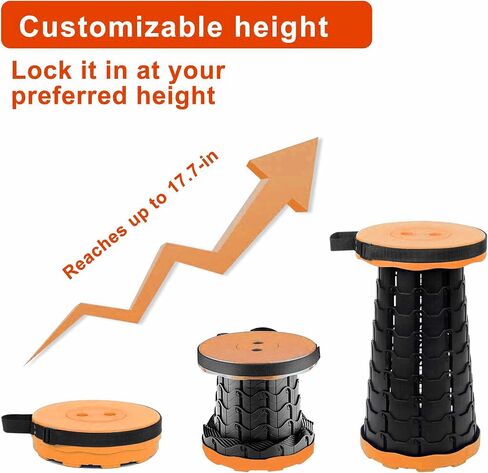 VOLIXOD Foldable Telescoping Stool Portable, Retractable Stool for Adults, Upgraded Collapsible Folding Seats with Load Capacity 550lbs, Camping Stools for Adults in Kuwait