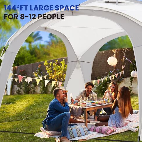 UNP Easy Sun Shelter Beach Tent Pop Up Canopy Event Cabana UPF 50+ خيمة الظل 4-6 أشخاص مقاومة للمطر، مقاومة للماء لرحلات التخييم، متعة الفناء الخلفي، الحفلات أو النزهات مع جدار جانبي (8 × 8 قدم، أبيض) in Kuwait