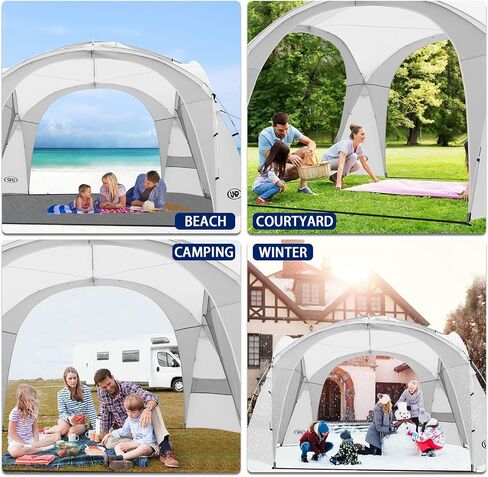 UNP Easy Sun Shelter Beach Tent Pop Up Canopy Event Cabana UPF 50+ خيمة الظل 4-6 أشخاص مقاومة للمطر، مقاومة للماء لرحلات التخييم، متعة الفناء الخلفي، الحفلات أو النزهات مع جدار جانبي (8 × 8 قدم، أبيض) in Kuwait