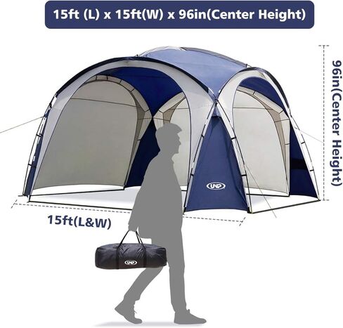 UNP Easy Sun Shelter Beach Tent Pop Up Canopy Event Cabana UPF 50+ خيمة الظل 4-6 أشخاص مقاومة للمطر، مقاومة للماء لرحلات التخييم، متعة الفناء الخلفي، الحفلات أو النزهات مع جدار جانبي (8 × 8 قدم، أبيض) in Kuwait
