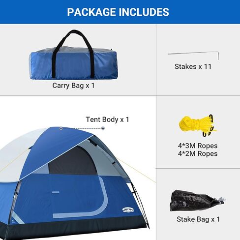 Pacific Pass 2/4/6 Person Family Dome Tent with Removable Rain Fly, Easy Setup for Camp Outdoor in Saudi Arabia