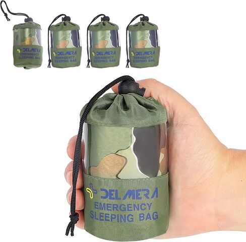 Emergency Sleeping Bag, Lightweight Survival Sleeping Bags Waterproof Thermal Emergency Blanket, Bivy Sack Survival Gear for Outdoor Adventure, Camping, Hiking, Orange, Green in Saudi Arabia