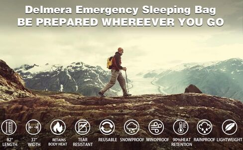 Emergency Sleeping Bag, Lightweight Survival Sleeping Bags Waterproof Thermal Emergency Blanket, Bivy Sack Survival Gear for Outdoor Adventure, Camping, Hiking, Orange, Green in Saudi Arabia