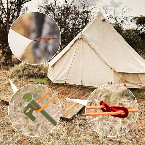 10 inch Tent Stakes Heavy Duty 12 PCS Camping Tent Stakes for Yard and Ground with Reflective Camping Ropes and Pegs Bag(ArmyGreen) in Kuwait