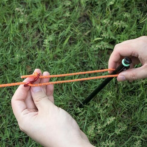 10 inch Tent Stakes Heavy Duty 12 PCS Camping Tent Stakes for Yard and Ground with Reflective Camping Ropes and Pegs Bag(ArmyGreen) in Kuwait