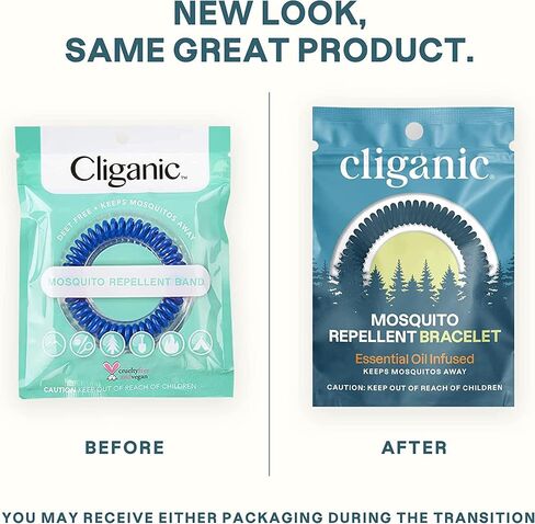 Cliganic 10 Pack Mosquito Repellent Bracelets for Adults & Kids - Natural DEET-Free Bands, Individually Wrapped in Kuwait