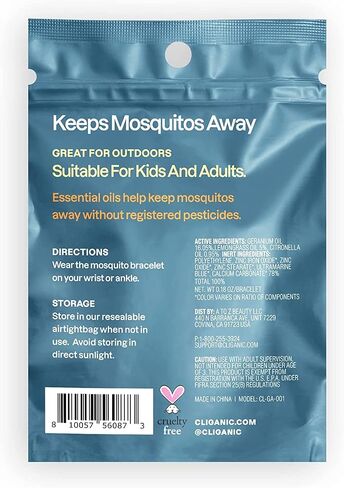 Cliganic 10 Pack Mosquito Repellent Bracelets for Adults & Kids - Natural DEET-Free Bands, Individually Wrapped in Kuwait