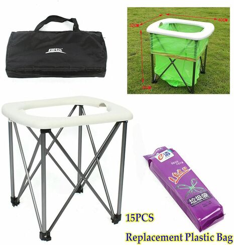 مرحاض التخييم LIKARVA، مرحاض محمول للبالغين والأطفال، قعادة قابلة للطي ومنتجات الصرف الصحي في حالات الطوارئ في الهواء الطلق، سلة المهملات، مقعد للسيارة والشاحنات والتخييم والسفر والمشي لمسافات طويلة وصيد الأسماك والرحلات الطويلة in Kuwait