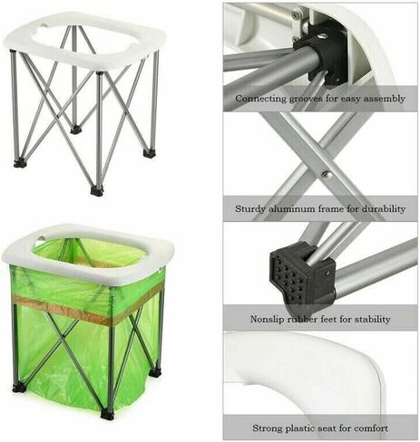 مرحاض التخييم LIKARVA، مرحاض محمول للبالغين والأطفال، قعادة قابلة للطي ومنتجات الصرف الصحي في حالات الطوارئ في الهواء الطلق، سلة المهملات، مقعد للسيارة والشاحنات والتخييم والسفر والمشي لمسافات طويلة وصيد الأسماك والرحلات الطويلة in Kuwait