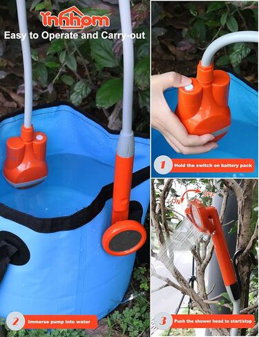 innhom Portable Shower Camping Shower Outdoor Camp Shower Pump, Electric Rechargeable Portable Camping Shower, Powered by Rechargeable Battery in Kuwait