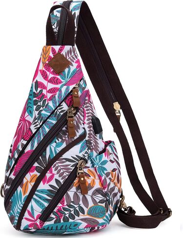 DAVIDNILE Canvas Sling Bag Crossbody Backpack Genuine Leather Shoulder Bag Casual Daypacks For Men in Saudi Arabia