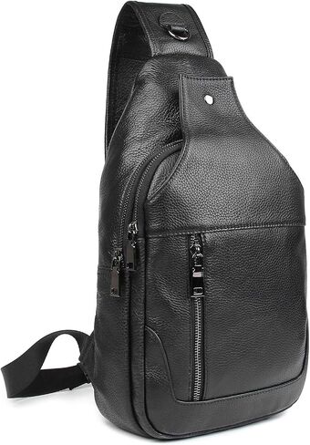 Polare Cowhide Leather Waterproof Casual Daypack Sling Shoulder Chest Crossbody Bag For Men in Saudi Arabia