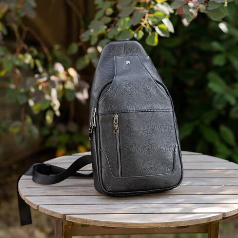 Polare Cowhide Leather Waterproof Casual Daypack Sling Shoulder Chest Crossbody Bag For Men in Saudi Arabia