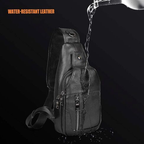 Polare Cowhide Leather Waterproof Casual Daypack Sling Shoulder Chest Crossbody Bag For Men in Saudi Arabia