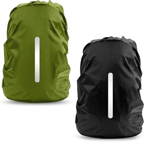 LAMA 2 Pack Waterproof Rain Cover for Backpack, Reflective Rainproof Protector for Anti-Dust and Anti-Theft,M Size (for 30L-40L Backpack), 2 Pcs Black in Kuwait