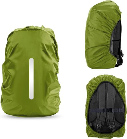 LAMA 2 Pack Waterproof Rain Cover for Backpack, Reflective Rainproof Protector for Anti-Dust and Anti-Theft,M Size (for 30L-40L Backpack), 2 Pcs Black in Kuwait