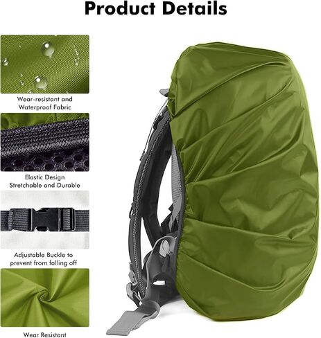 LAMA 2 Pack Waterproof Rain Cover for Backpack, Reflective Rainproof Protector for Anti-Dust and Anti-Theft,M Size (for 30L-40L Backpack), 2 Pcs Black in Kuwait