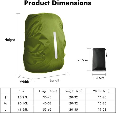 LAMA 2 Pack Waterproof Rain Cover for Backpack, Reflective Rainproof Protector for Anti-Dust and Anti-Theft,M Size (for 30L-40L Backpack), 2 Pcs Black in Kuwait