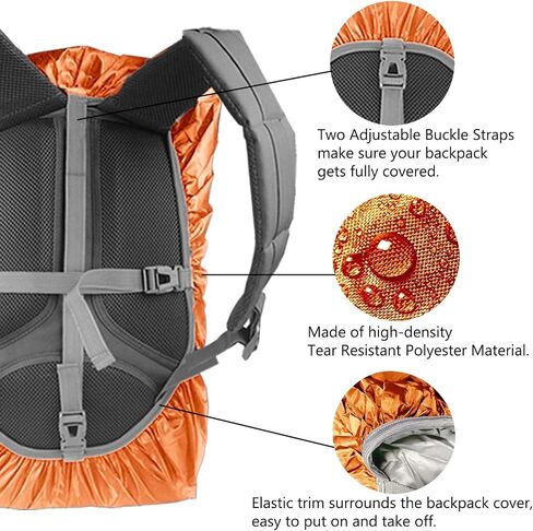 Frelaxy Waterproof Backpack Rain Cover, Pack Covers for Hiking, Travel | Upgraded Silver-Coated Waterproof Fabric, Anti-Slip Cross-Buckle Strap, Ultralight and Compact in Saudi Arabia