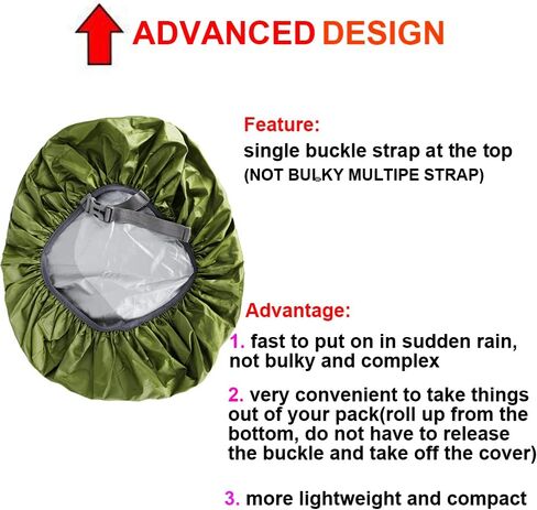 Waterproof Backpack Rain Cover with Adjustable Anti Slip Buckle Strap & Sliver Coating Reinforced Inner Layer for Camping, Hiking, Traveling, Hunting, Biking and More, 15-80L in Saudi Arabia