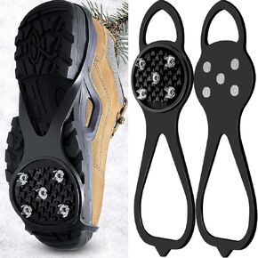 1 Pair Non Slip Gripper Spikes Claw Universal Ice Non Slip Shoe Spikes with 5 Tooth Steel Nails for Hiking Mountaineering Skiing Walking Shoes and Boots