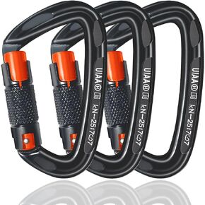 AINIKEY Climbing Carabiner Clips 25kN Auto Locking Carabiner, Professional Heavy Duty Large Locking Carabiner Clips for Rock/Ice Climbing Rappelling Rescue Swing etc, D Shaped, Large Size