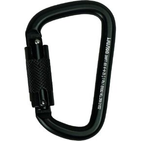 Fusion Climb Auto Locking D Shape Aluminum Carabiner Clips, Twist Lock, and Heavy Duty Carabiners for Rock Climbing, Rappelling, and Mountaineering UIAA Certified(FP-8106-2-BLK)