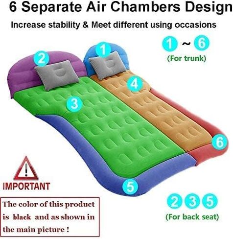 SAYGOGO SUV Air Mattress Camping Bed Cushion Pillow Inflatable Thickened Car Air Bed Mattress with Electric Air Pump Portable Sleeping Pad for Travel Camping Upgraded Version Black in Kuwait