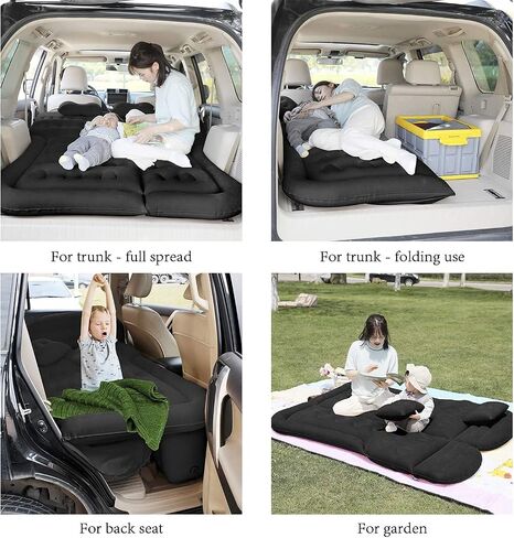 SAYGOGO SUV Air Mattress Camping Bed Cushion Pillow Inflatable Thickened Car Air Bed Mattress with Electric Air Pump Portable Sleeping Pad for Travel Camping Upgraded Version Black in Kuwait