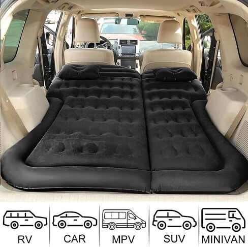 SAYGOGO SUV Air Mattress Camping Bed Cushion Pillow Inflatable Thickened Car Air Bed Mattress with Electric Air Pump Portable Sleeping Pad for Travel Camping Upgraded Version Black in Kuwait