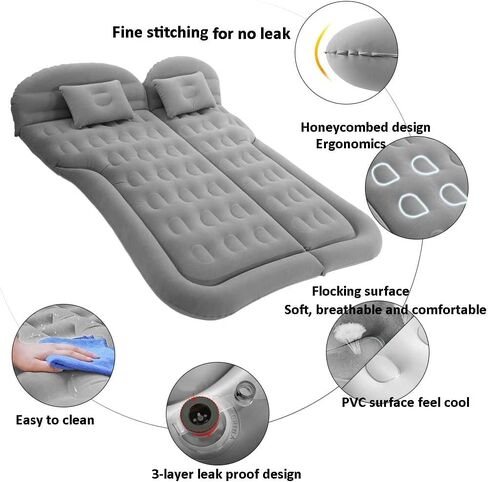 SAYGOGO SUV Air Mattress Camping Bed Cushion Pillow Inflatable Thickened Car Air Bed Mattress with Electric Air Pump Portable Sleeping Pad for Travel Camping Upgraded Version Black in Kuwait