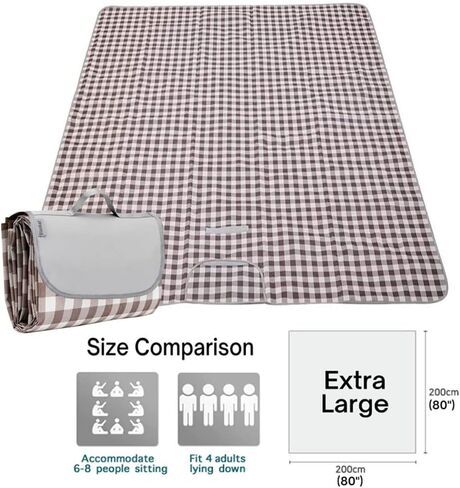 PUPOPIK Outdoor Picnic Blanket, XL Foldable Waterproof Sand Beach Mat, Extra Large 80x80in for Beach Camping Hiking Travel Family Concerts Portable Beach Blankets（Darke Blue） in Kuwait