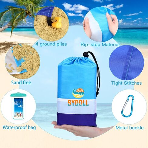 BYDOLL Beach Blanket 81''×83'' 4-7 Adults Oversized Lightweight Waterproof Sandproof Beach Blanket Large Picnic Mat Beach Blanket for Beach Travel Camping Hiking Picnic in Saudi Arabia