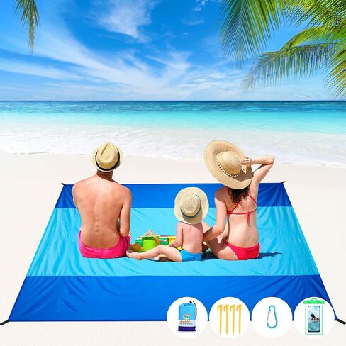 BYDOLL Beach Blanket 81''×83'' 4-7 Adults Oversized Lightweight Waterproof Sandproof Beach Blanket Large Picnic Mat Beach Blanket for Beach Travel Camping Hiking Picnic in Saudi Arabia