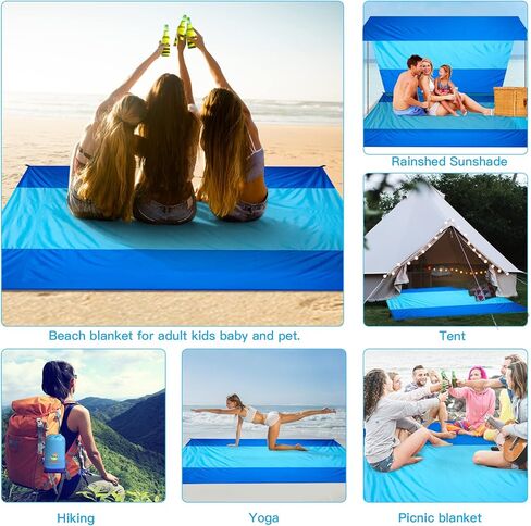 BYDOLL Beach Blanket 81''×83'' 4-7 Adults Oversized Lightweight Waterproof Sandproof Beach Blanket Large Picnic Mat Beach Blanket for Beach Travel Camping Hiking Picnic in Saudi Arabia