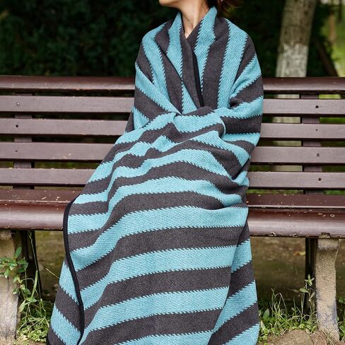 PuTian Merino Wool Blanket for Camping, 87" x 63",Kaki Flame | Odor-free, Durable with Reinforced Edges, Multi-scene Use for Couch, Bed, Travel & Emergency, Machine Washable in Kuwait