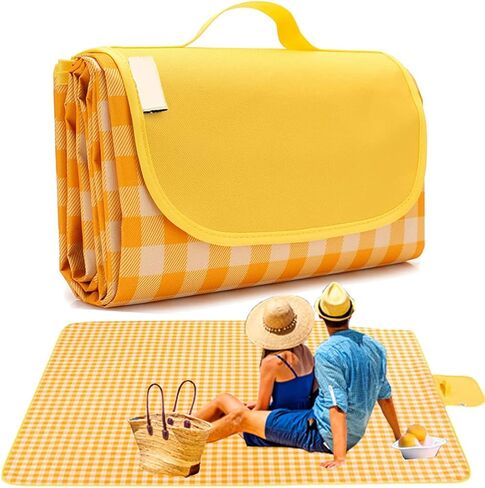 LRUUIDDE Extra Large 80"x 80" Beach Blanket, Outdoor Picnic Blankets, Waterproof Sandproof Portable Blankets, Foldable and Lightweight for Spring Summer Camping, Beach, Park (Blue, 80x80 in) in Kuwait