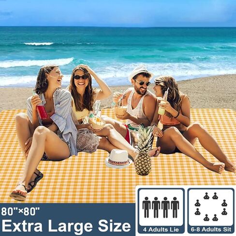 LRUUIDDE Extra Large 80"x 80" Beach Blanket, Outdoor Picnic Blankets, Waterproof Sandproof Portable Blankets, Foldable and Lightweight for Spring Summer Camping, Beach, Park (Blue, 80x80 in) in Kuwait